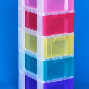 Really Useful Plastic Storage Unit 5 X 12 Litre Drawer - Color: Clear/Rainbow