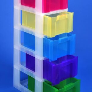 Really Useful Plastic Storage Unit 5 X 12 Litre Drawer - Color: Clear/Rainbow