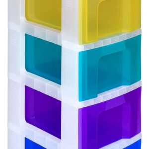 Really Useful Plastic Storage Unit 5 X 12 Litre Drawer - Color: Clear/Rainbow