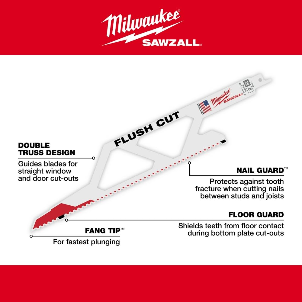 Milwaukee Electric Tool 48-00-1600 Sewall Torch Bi-Metal Reciprocating Saw Blade, 12" L x 2-1/8" W x 1/16" T