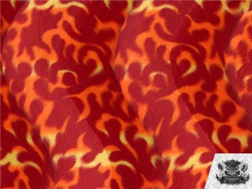 Velboa Fire Flame RED Orange Fabric by The Yard