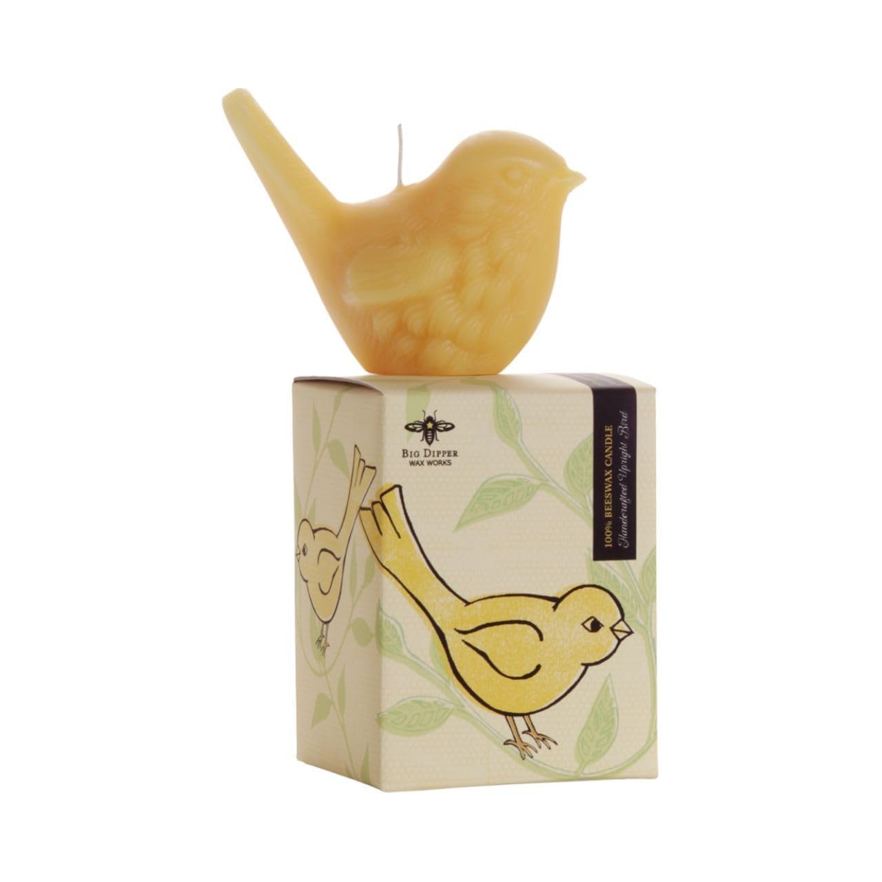 Big Dipper Wax Works Beeswax Upright Songbird Candle, 20-Hour Long Burn, Pure Beeswax Candle 3” x 4” Tall, Spring Candle