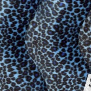 Velboa Faux/Fake Fur Cheetah Blue Fabric by The Yard