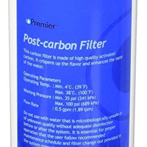 Watts Premier 5-Micron Activated Carbon Post-Filter for RO Pure/Pure Plus/Zero Pure Plus Reverse Osmosis System, Final Polishing Water Filter Replacement, Push Button Assembly