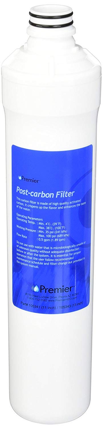 Watts Premier 5-Micron Activated Carbon Post-Filter for RO Pure/Pure Plus/Zero Pure Plus Reverse Osmosis System, Final Polishing Water Filter Replacement, Push Button Assembly