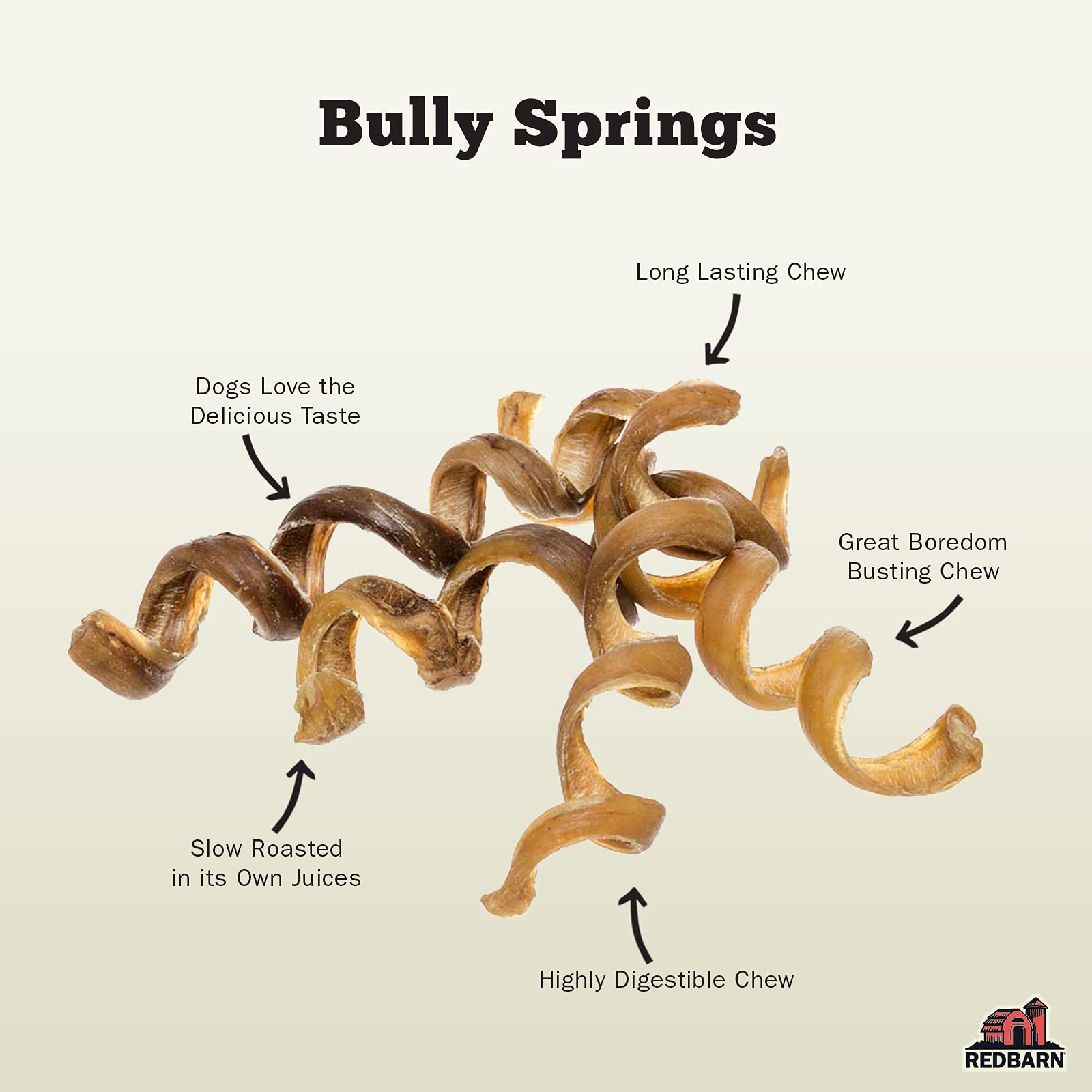 Redbarn All-Natural 4-6" Bully Springs Sticks for Dogs - Premium Grain-Free Single Ingredient Boredom Busting Dental Chew Rawhide Alternative - 3 Count