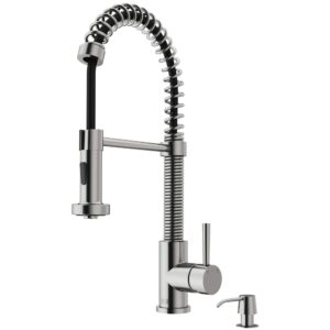 vigo vg02001stk2 19" h edison single-handle with pull-down sprayer kitchen faucet with soap dispenser in stainless steel