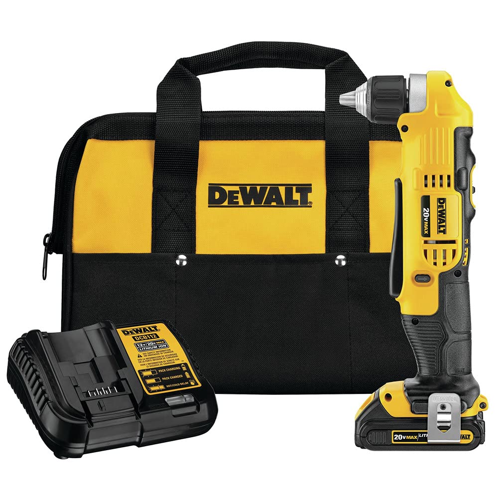 DEWALT DCD740C1 Right Angle Drill Kit, Yellow, 0.5