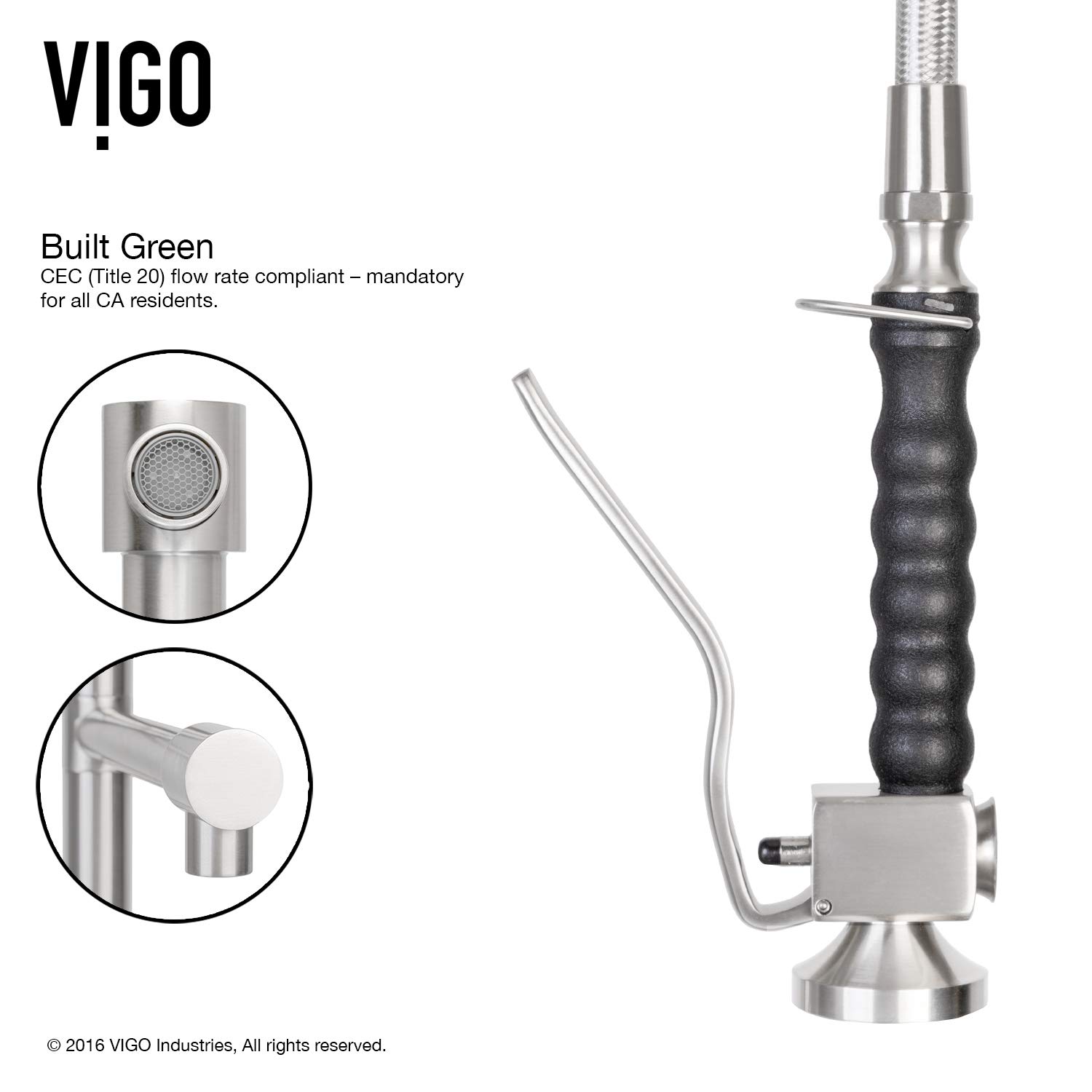 VIGO VG02007STK2 27" H Zurich Single-Handle with Pull-Down Sprayer Kitchen Faucet with Soap Dispenser in Stainless Steel