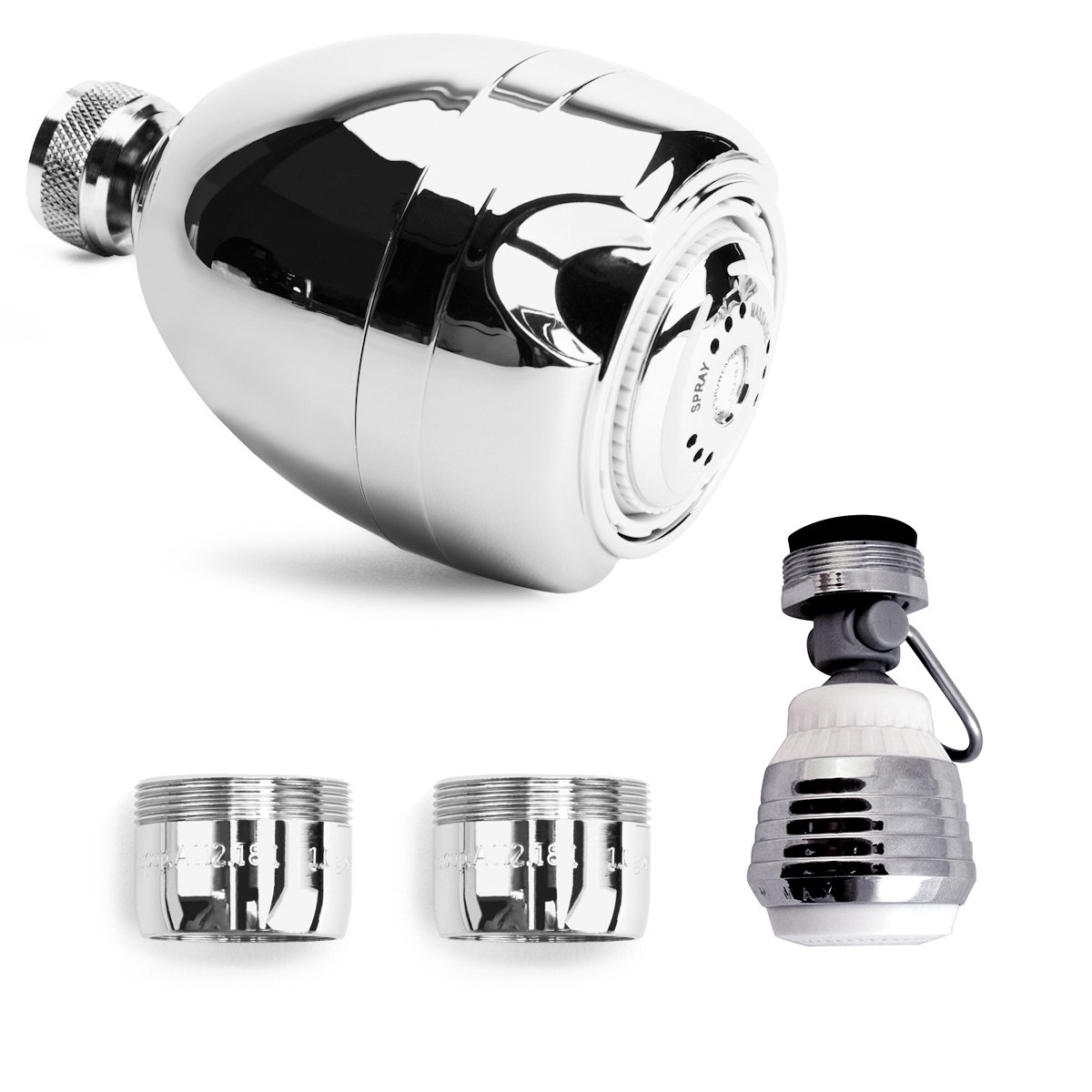 PF WaterWorks HydroSAVER WaterSense Water Conservation Kit - 3 Pattern Showerhead, Dual Spray Swivel Kitchen Aerator, 2 Bath Aerator - 1.5 GPM; PF0541