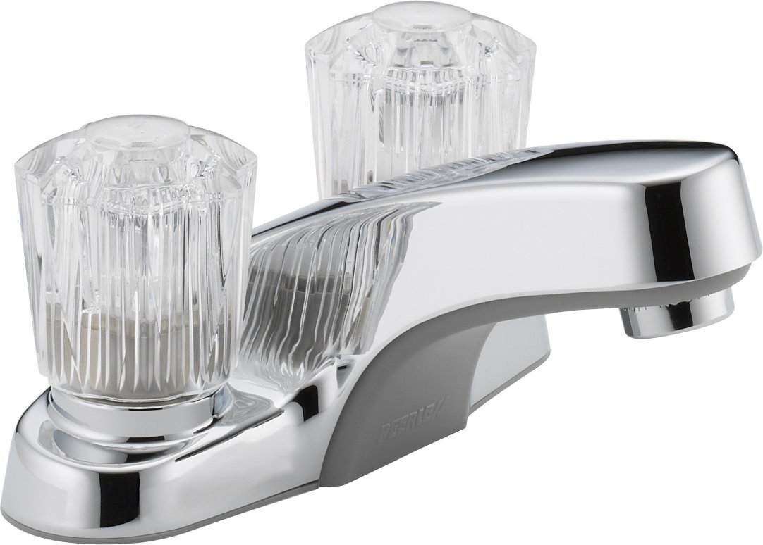 Peerless P240LF Delta Leland, 5-1/16 in X 2-13/16 in Spout, 4 in Center, Chrome Plated Lavatory Faucet