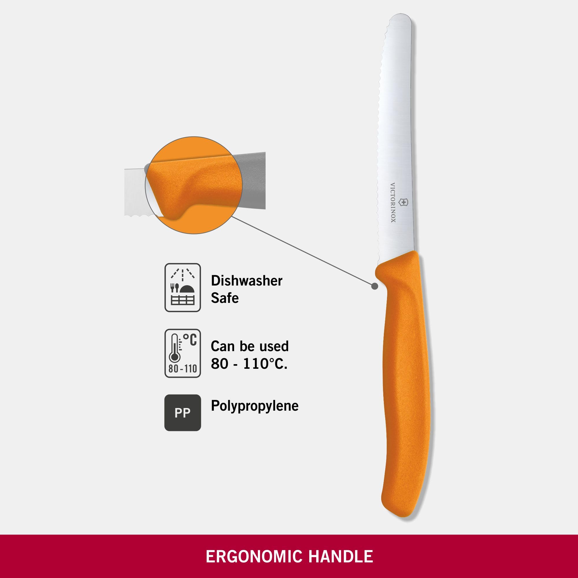 Victorinox VIC-6.7836.L119 Swiss Classic Utility - Colored 4½" Serrated Round Blade ¾ Width at Handle Orange, Multicolor