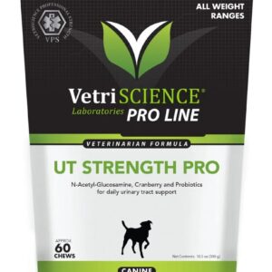 VETRISCIENCE UT Strength Pro - Bladder & UT Health Supplement for Dogs - Formula Aids Bladder Function & Comfort - Canine Supplement Supports Urinary Tract Maintenance - 60 Chews