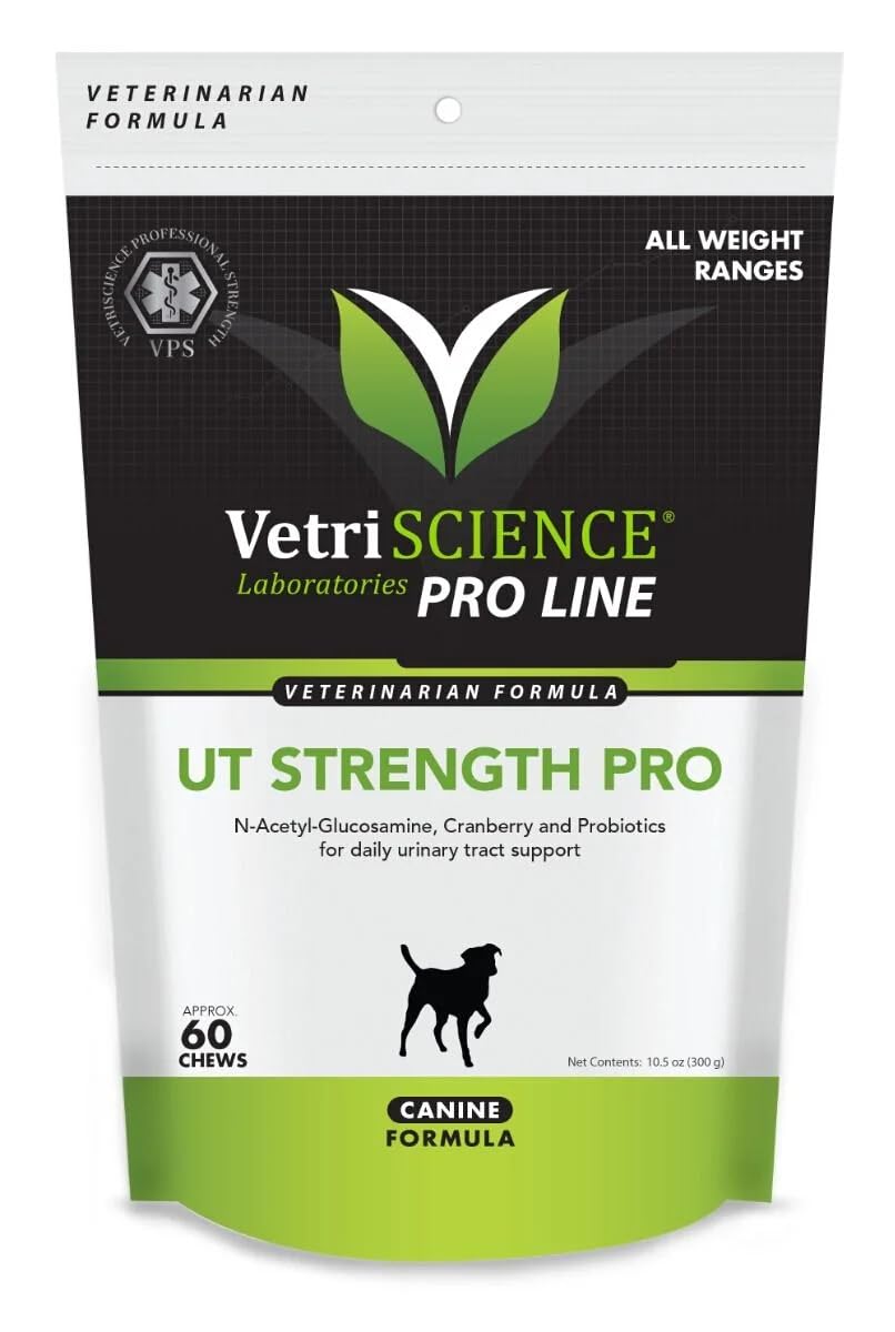 VETRISCIENCE UT Strength Pro - Bladder & UT Health Supplement for Dogs - Formula Aids Bladder Function & Comfort - Canine Supplement Supports Urinary Tract Maintenance - 60 Chews