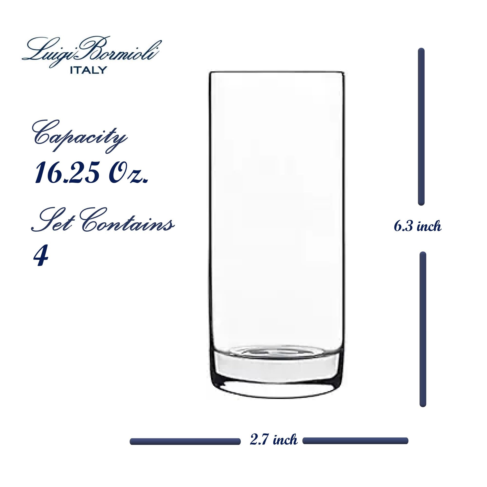 Luigi Bormioli Classico Set of 4 Beverage Glasses, 16.25 Oz. Cocktail Glass, Made in Italy Drinking Glasses, Crystal SON-hyx Glass, Dishwasher Safe