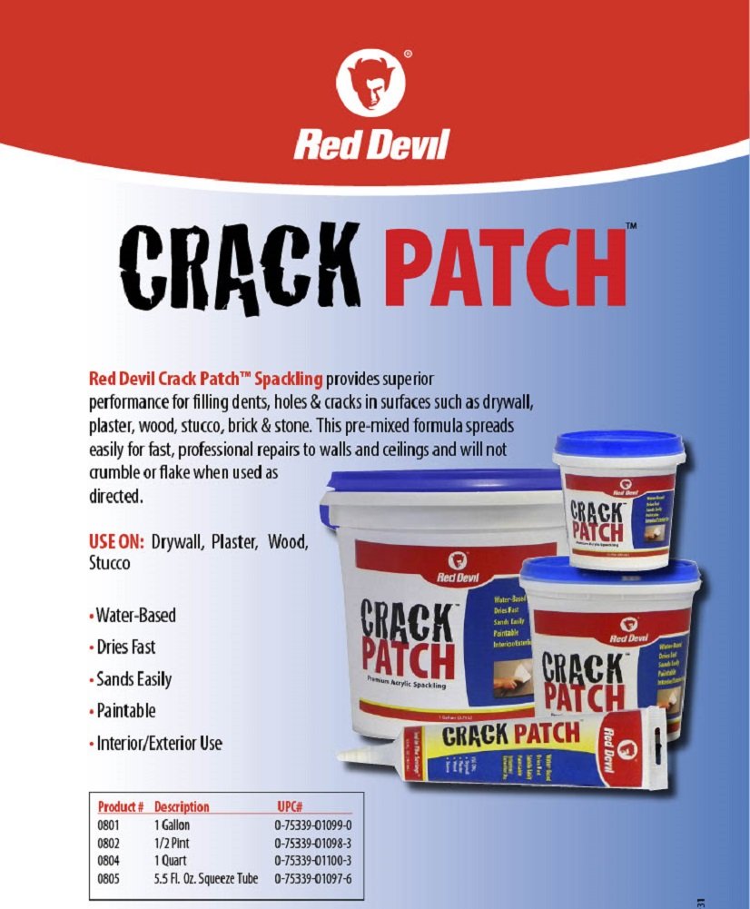 Red Devil 0805 Crack Patch Premium Acrylic Spackling, 5.5 Oz. Squeeze Tube, White