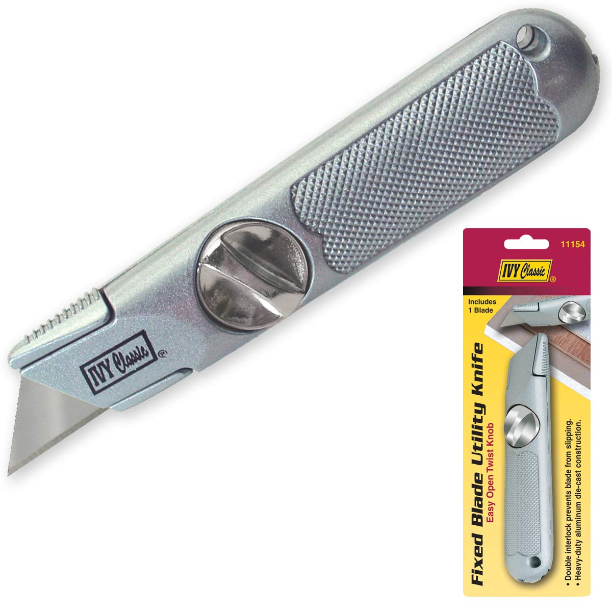 IVY Classic 11154 Hinge-Loc Fixed Utility Knife, 1/Card