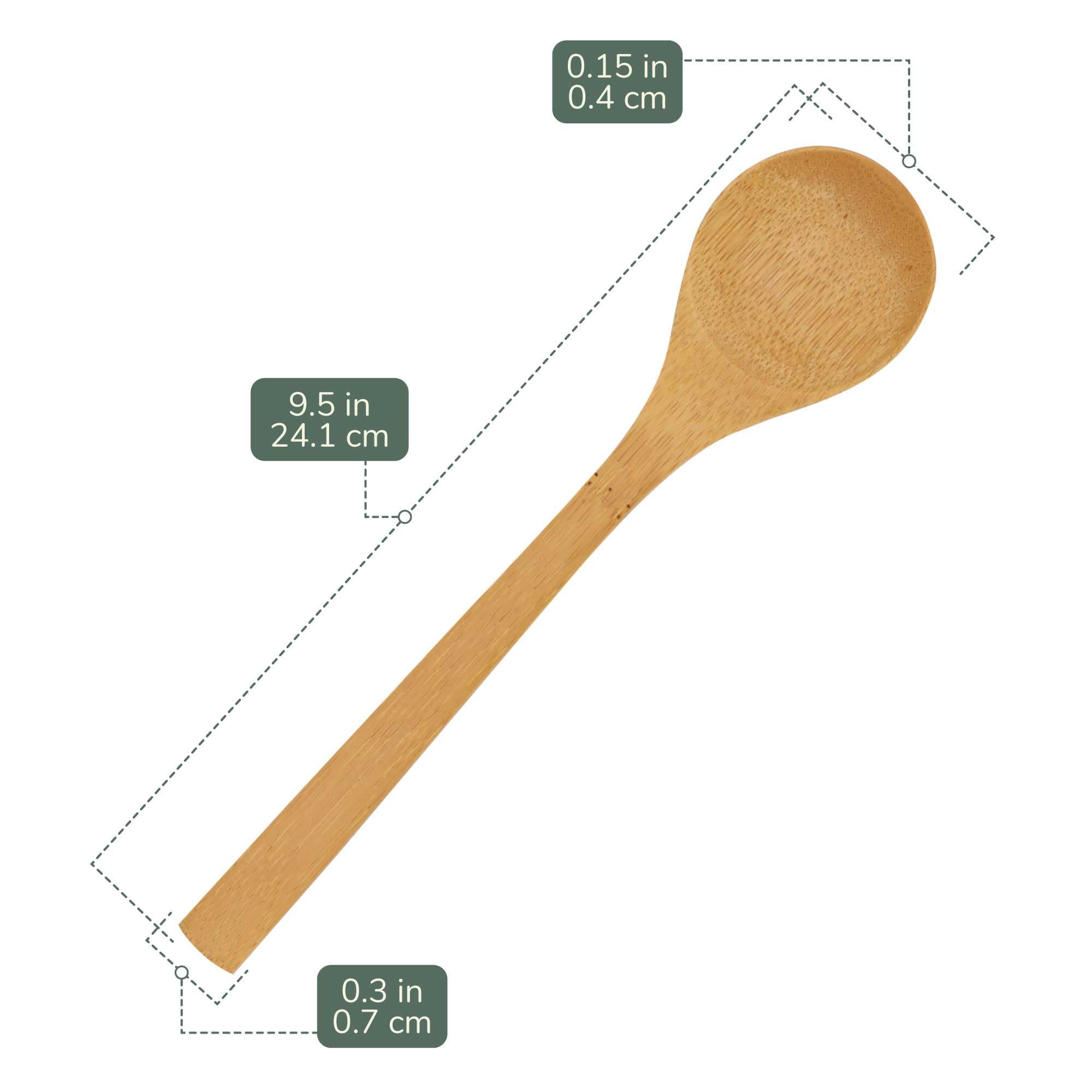 BambooMN 8" Reusable Solid Bamboo Soup Spoon - Dining Flatware - Kitchen Utensils - 10 pcs