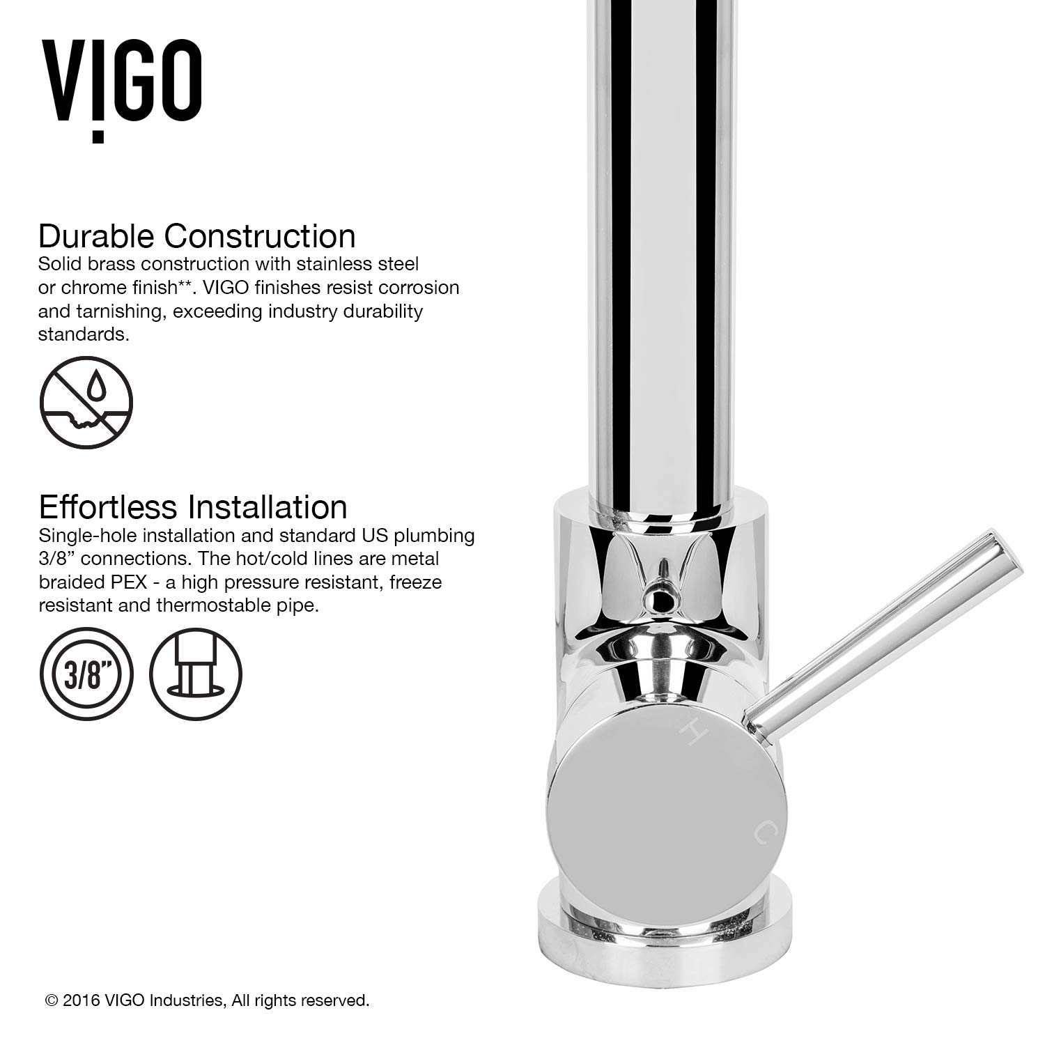 VIGO VG02007CHK2 27" H Zurich Single-Handle with Pull-Down Sprayer Kitchen Faucet with Soap Dispenser in Chrome