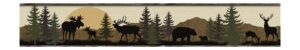 roommates york wallcoverings lale forest lodge scenic silhouette border, browns