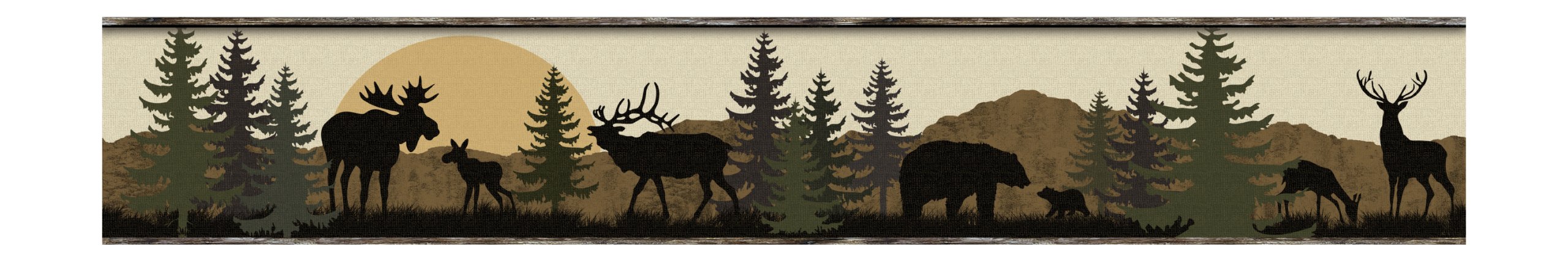 RoomMates York Wallcoverings Lale Forest Lodge Scenic Silhouette Border, Browns