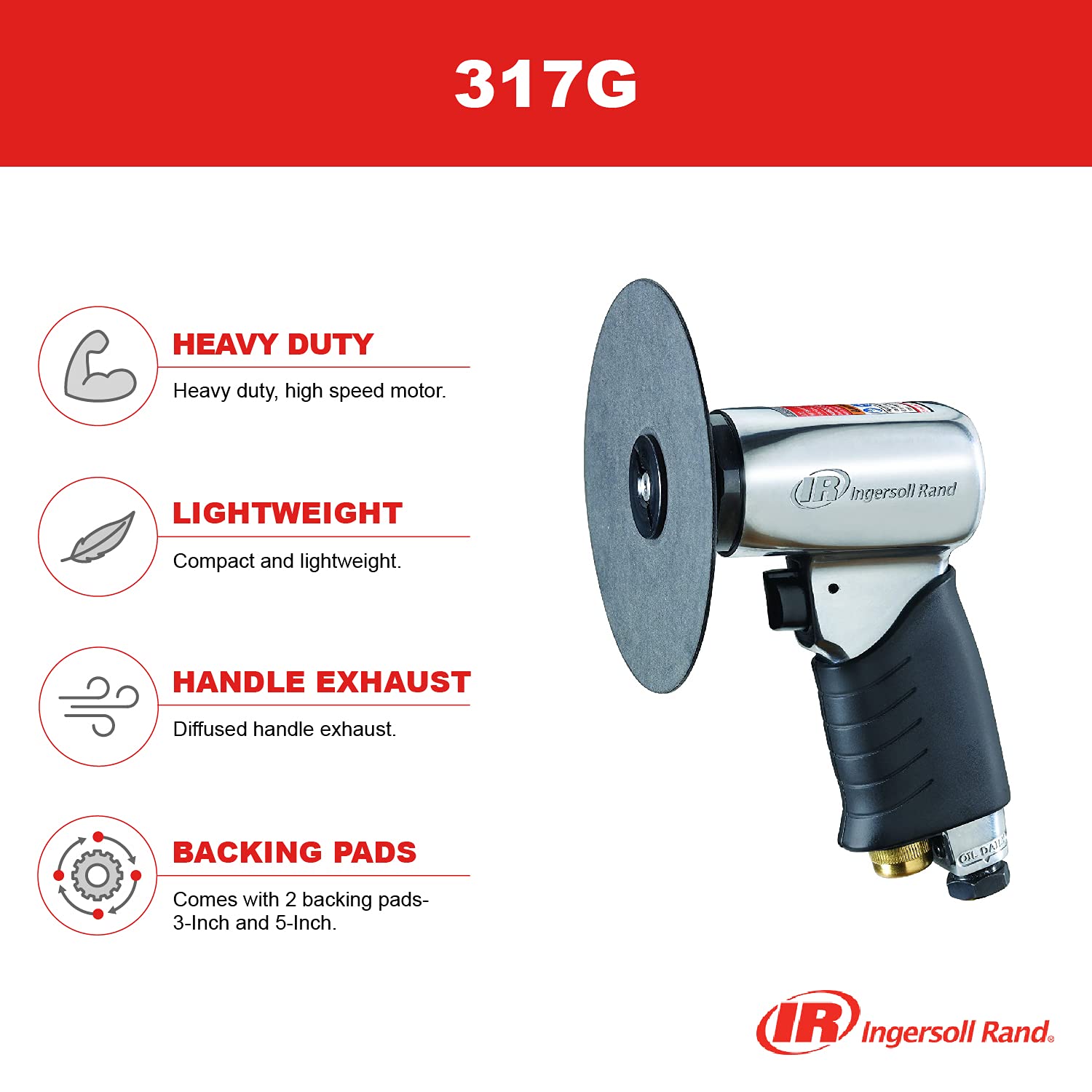 Ingersoll Rand 317G Edge Series High Speed Air Sander, Silver,Small