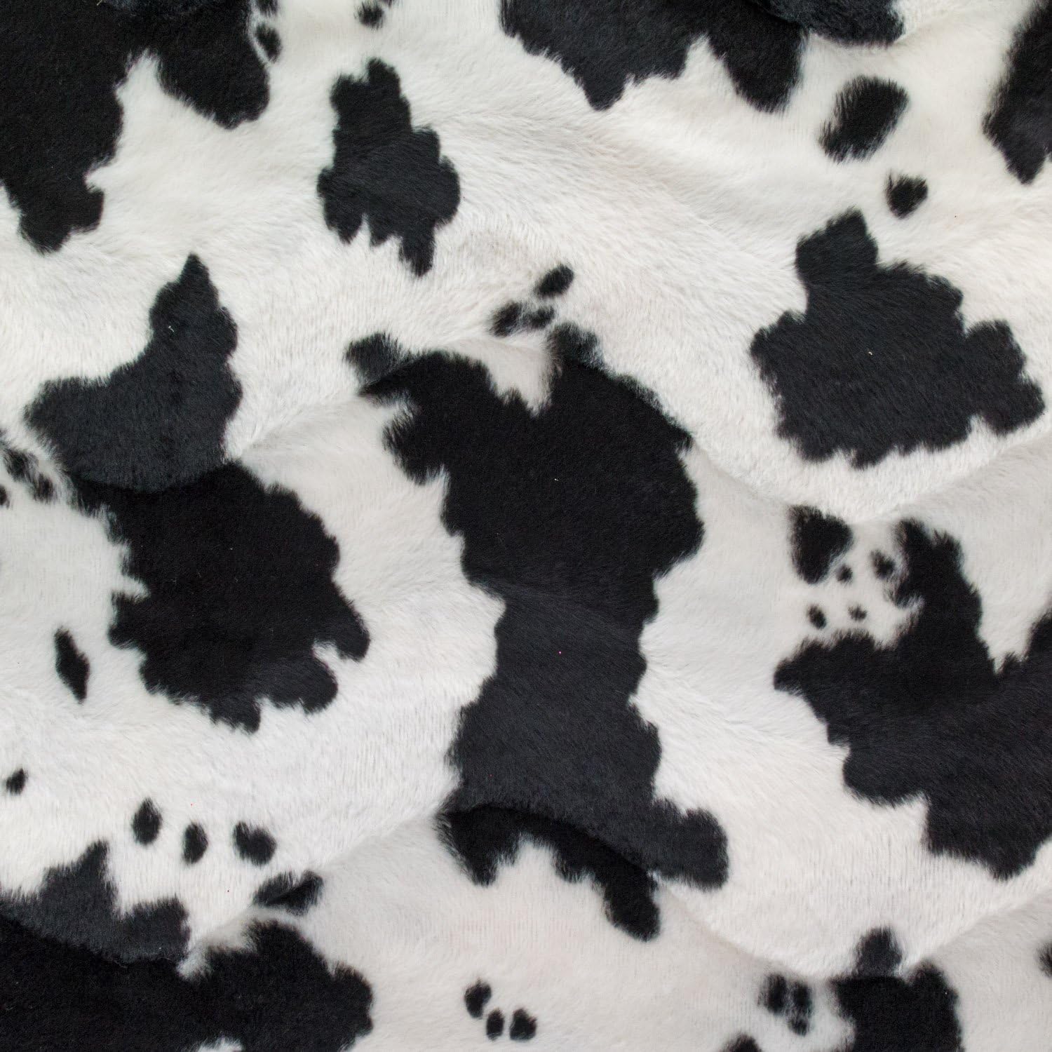 Velboa Faux/Fake Fur Cow Black White Fabric by The Yard