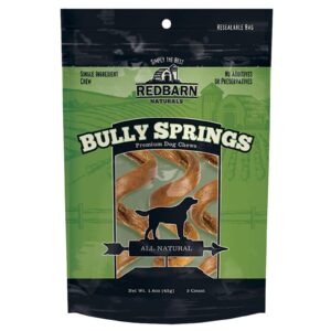 redbarn all-natural 4-6" bully springs sticks for dogs - premium grain-free single ingredient boredom busting dental chew rawhide alternative - 3 count