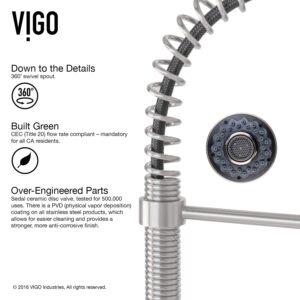 VIGO VG02001STK2 19" H Edison Single-Handle with Pull-Down Sprayer Kitchen Faucet with Soap Dispenser in Stainless Steel