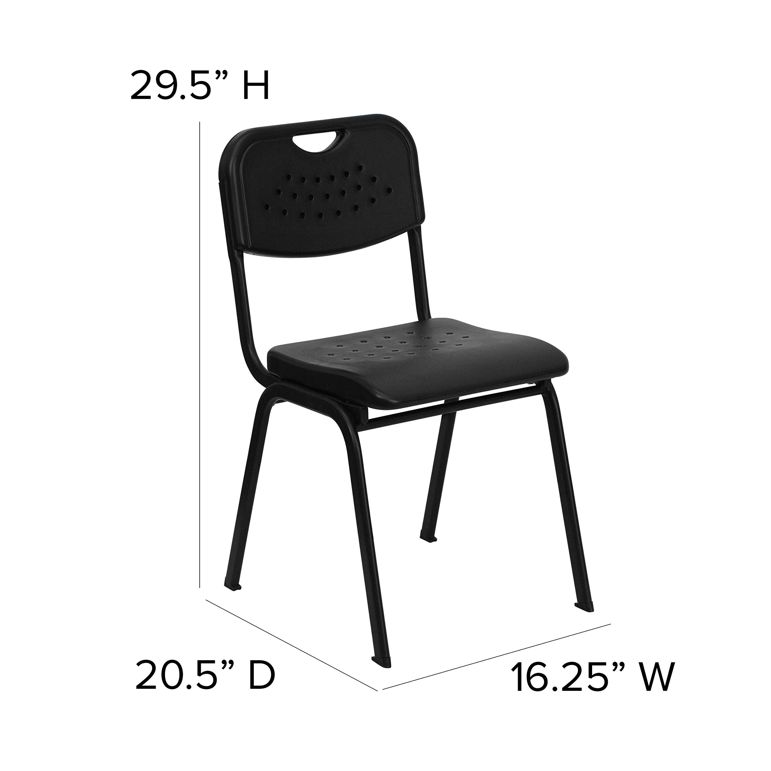 Flash Furniture HERCULES Series 880 lb. Capacity Black Plastic Stack Chair with Open Back and Black Frame