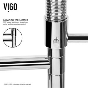 VIGO VG02007CHK2 27" H Zurich Single-Handle with Pull-Down Sprayer Kitchen Faucet with Soap Dispenser in Chrome