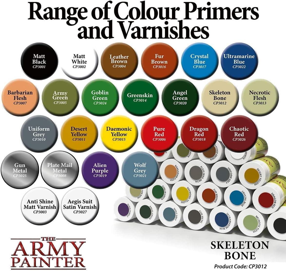 The Army Painter Color Primer Spray Paint, Skeleton Bone, 400ml, 13.5oz - Acrylic Spray Undercoat for Miniature Painting - Spray Primer for Plastic Miniatures