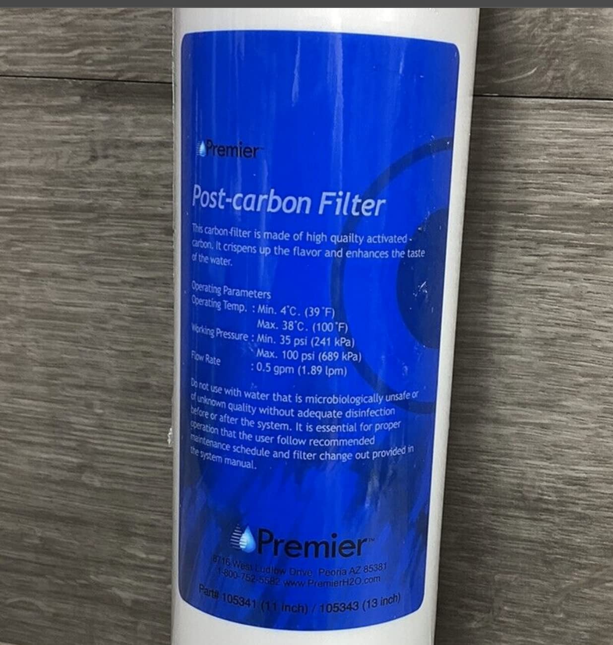 Watts Premier 5-Micron Activated Carbon Post-Filter for RO Pure/Pure Plus/Zero Pure Plus Reverse Osmosis System, Final Polishing Water Filter Replacement, Push Button Assembly