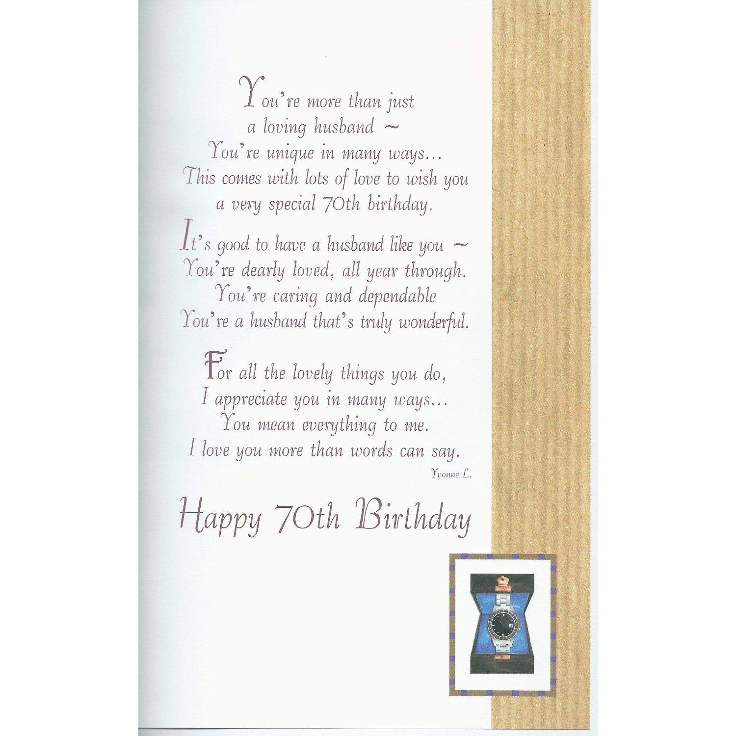 Special To My Husband With Love On Your 70th Birthday card