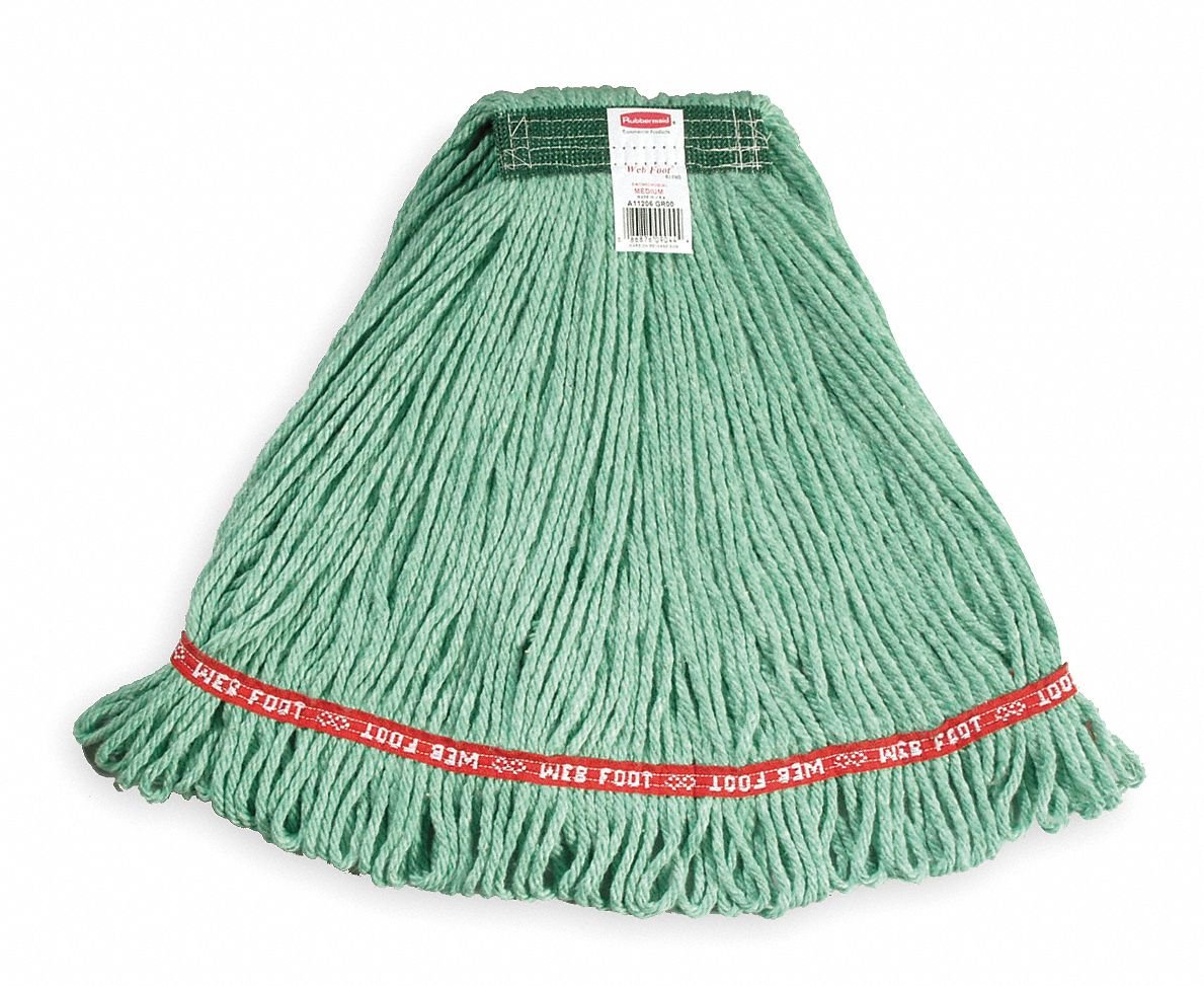 Rubbermaid Commercial Web Foot Wet Mop, Medium, Green, FGA11206GR00