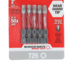 MILWAUKEE ELEC TOOL 48-32-4685 2" T25 Torx Bit (5 Pack)