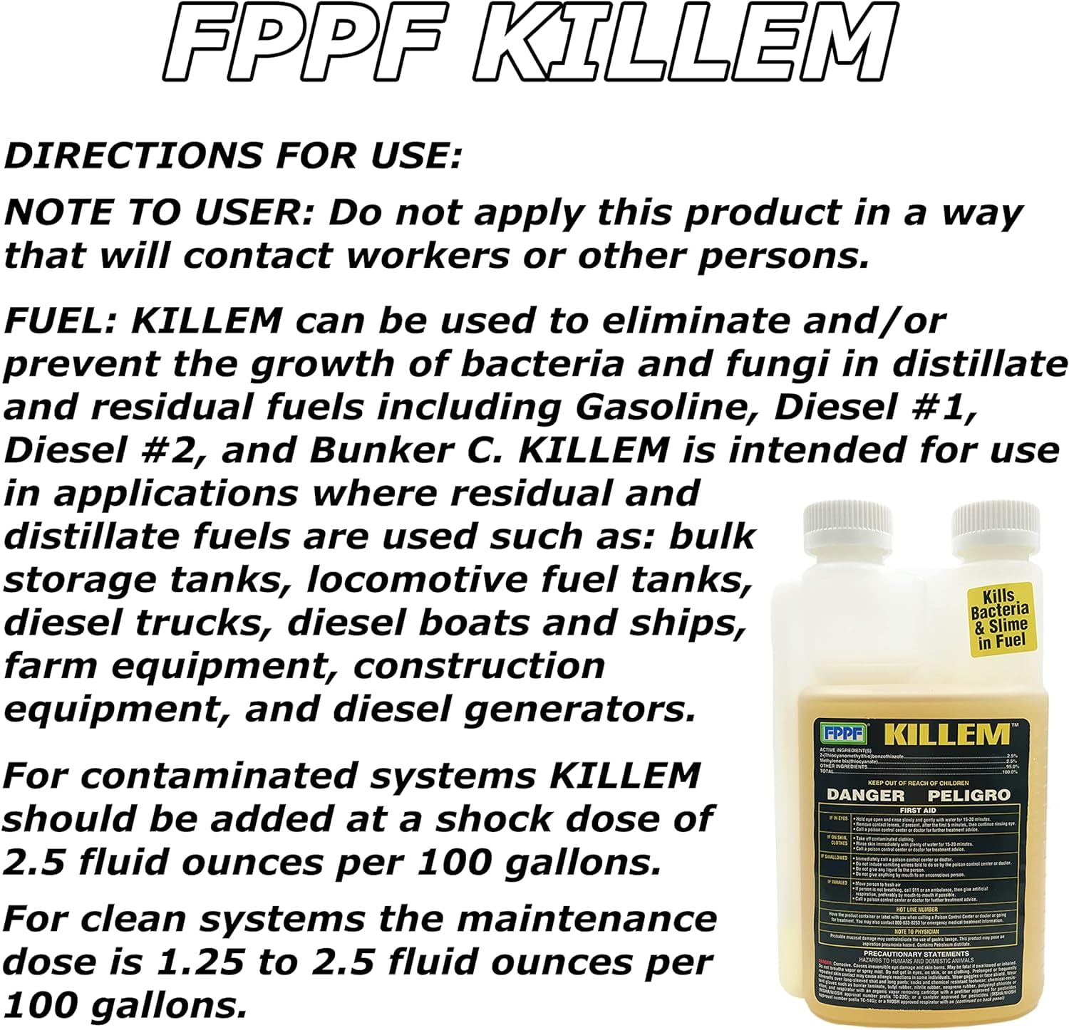 12 Bottles Killem FPPF Bacteria Slime Killer 16 Oz. NEW