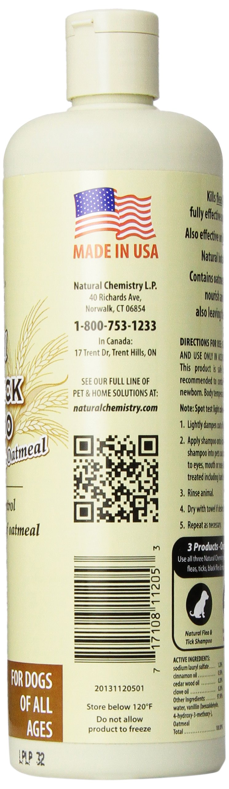 Natural Flea and Tick Shampoo with Oatmeal for Dogs, 16.9-Ounce