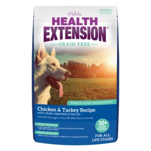 health extension grain free chicken & turkey dry dog food (10 lb / 4.54 kg) - whole foods ingredients formula with a blend of turmeric & antioxidants for all life stages dogs