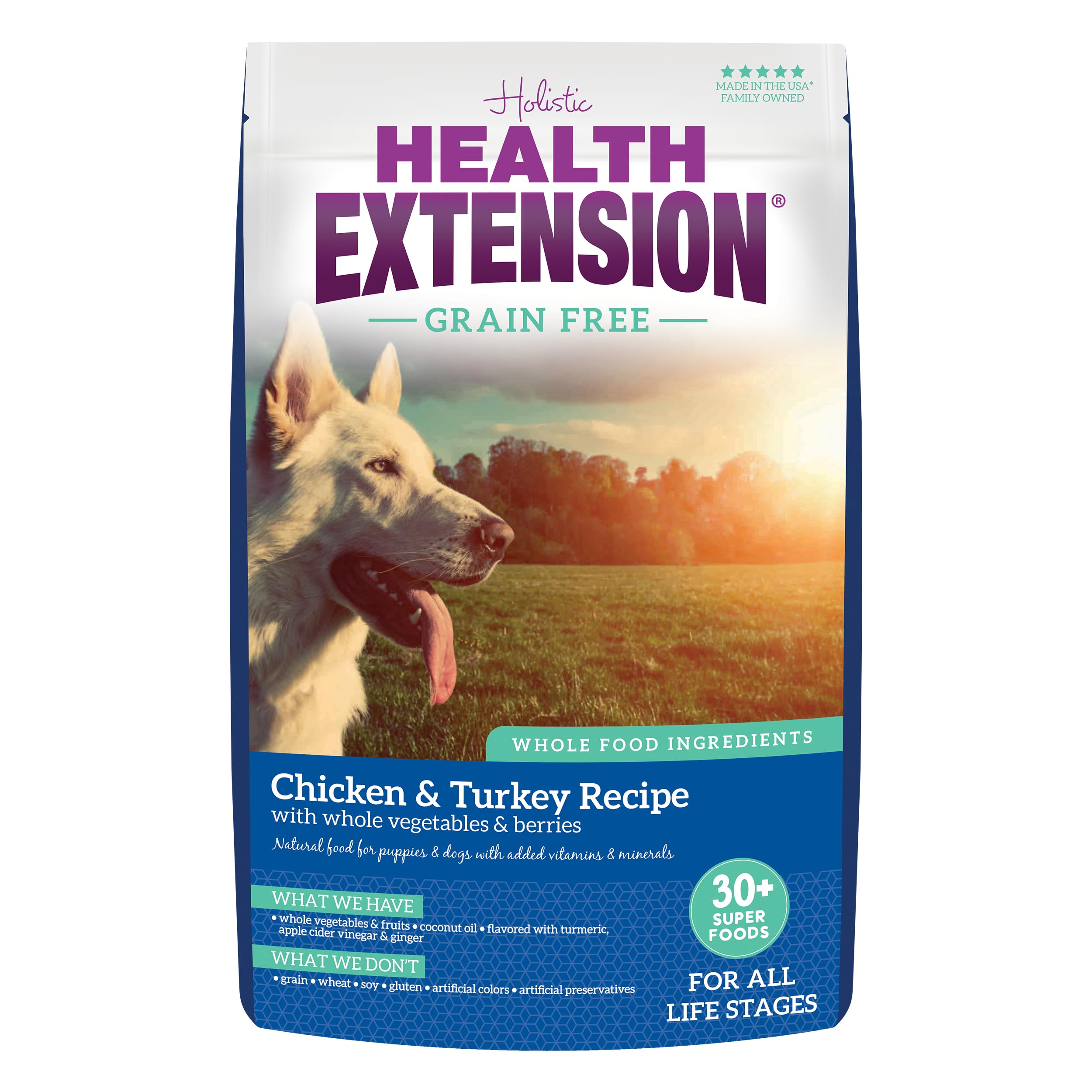 Health Extension Grain Free Chicken & Turkey Dry Dog Food (10 lb / 4.54 kg) - Whole Foods Ingredients Formula with a Blend of Turmeric & Antioxidants for All Life Stages Dogs