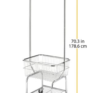 Whitmor Commercial Rolling Laundry Butler with Wire Storage Rack