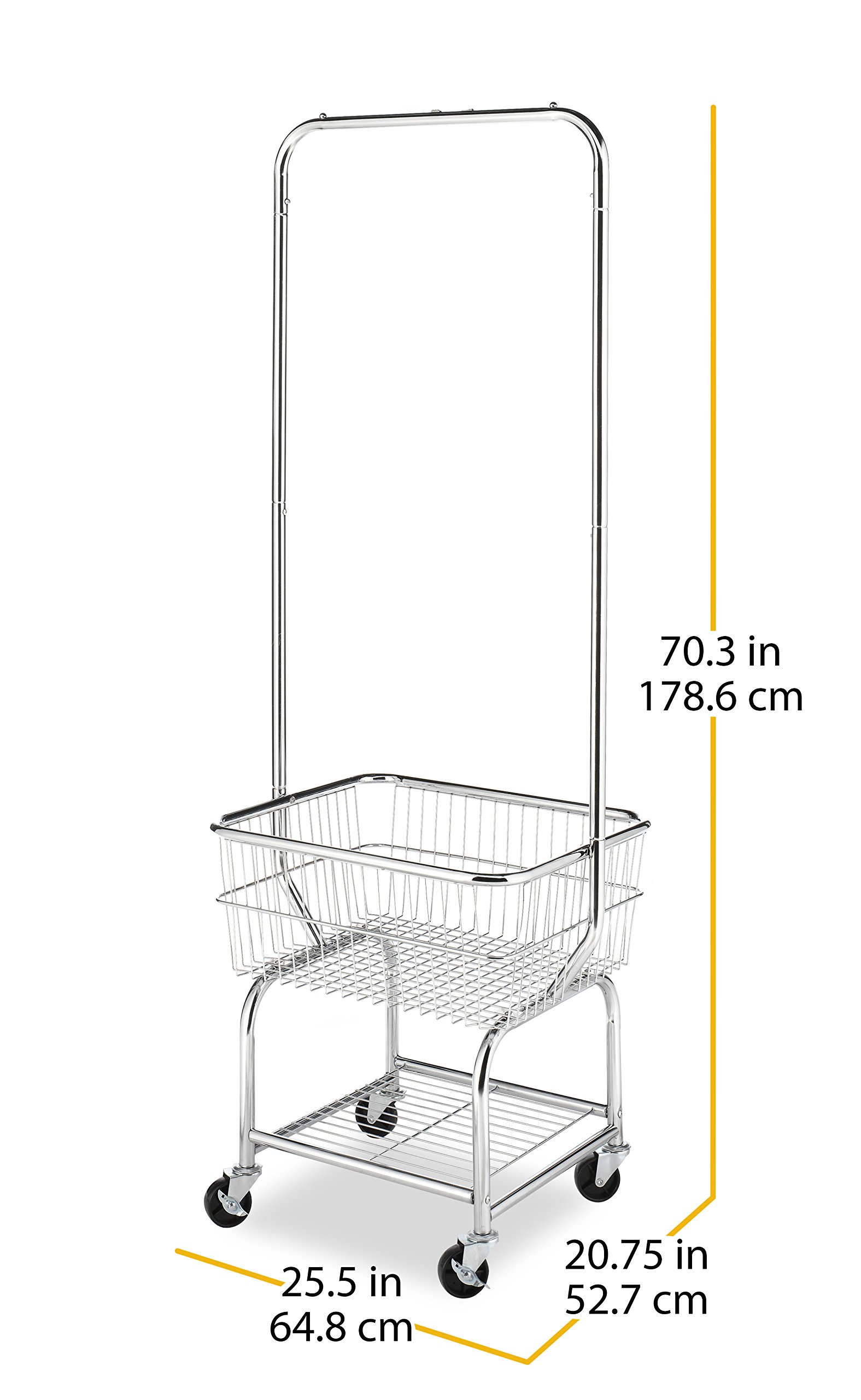 Whitmor Commercial Rolling Laundry Butler with Wire Storage Rack