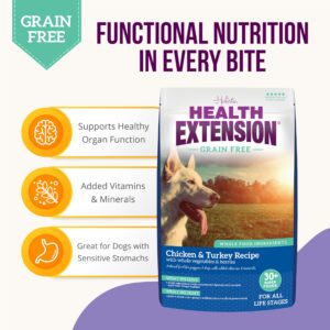 Health Extension Grain Free Chicken & Turkey Dry Dog Food (10 lb / 4.54 kg) - Whole Foods Ingredients Formula with a Blend of Turmeric & Antioxidants for All Life Stages Dogs