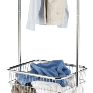 Whitmor Commercial Rolling Laundry Butler with Wire Storage Rack