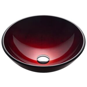 kraus round red glass vessel bathroom sink, 16 1/2 inch gv-200