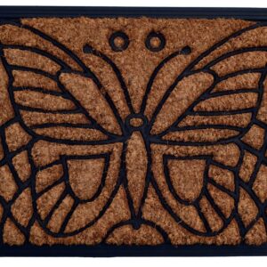 Imports Decor Rubber Back Coir Doormat, Butterfly, 18-Inch by 30-Inch