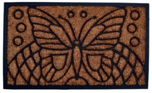 imports decor rubber back coir doormat, butterfly, 18-inch by 30-inch