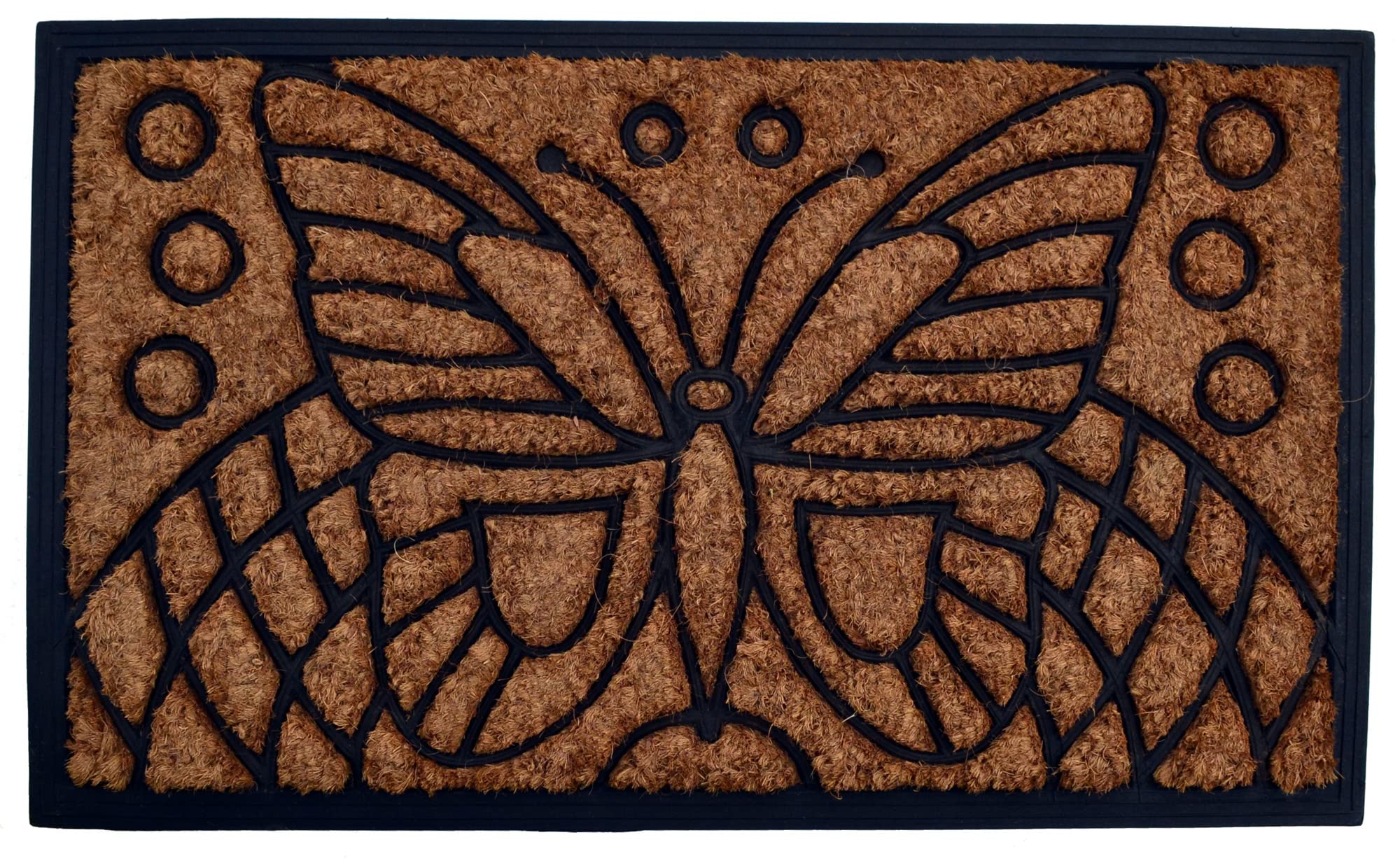 Imports Decor Rubber Back Coir Doormat, Butterfly, 18-Inch by 30-Inch