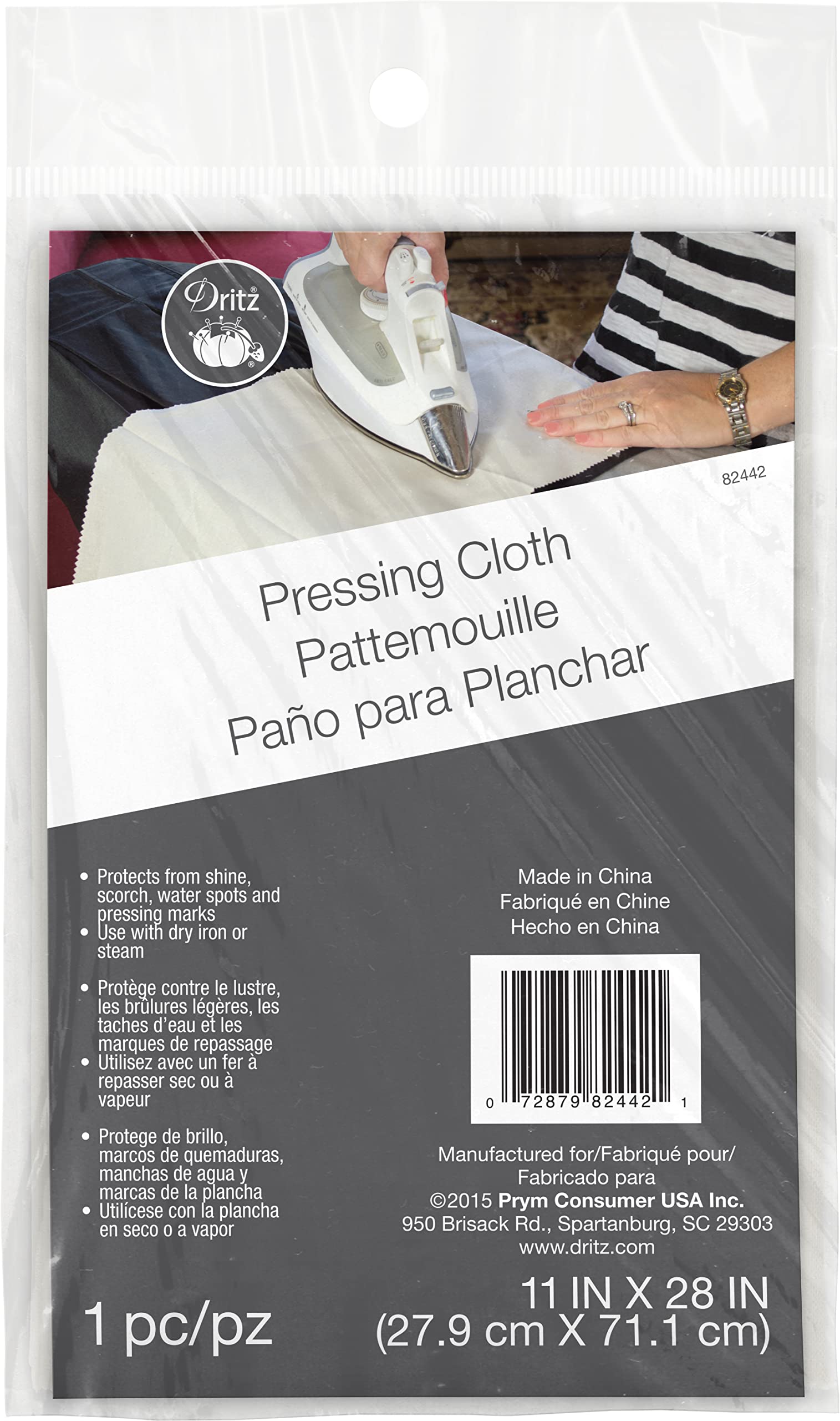 Dritz Clothing Care 82442 Pressing Cloth, 11-Inch x 28-Foot , White, 11" x 28" (27.9 cm x 71.1 cm)