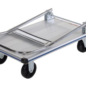 Vestil AFT-30-NM Aluminum Folding Platform Truck with Single Handle and 4" Non-Marking Polyurethane Casters, 400 lbs Capacity, 30" Length x 18-1/2" Width x 6-5/16" Height